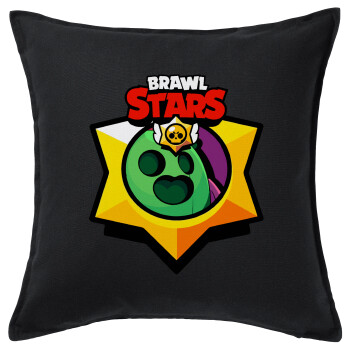 Brawl Stars Spike, Μαξιλάρι καναπέ Μαύρο 100% βαμβάκι, περιέχεται το γέμισμα (50x50cm)