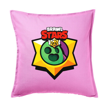 Brawl Stars Spike, Μαξιλάρι καναπέ ΡΟΖ 100% βαμβάκι, περιέχεται το γέμισμα (50x50cm)