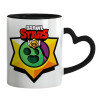 Mug heart black handle, ceramic, 330ml