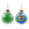 Transparent Christmas tree ball ornament with green filling 8cm