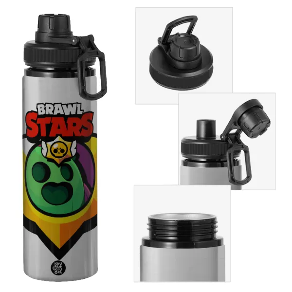 Brawl Stars Spike — Metallic water bottle with safety cap, 850ml aluminum