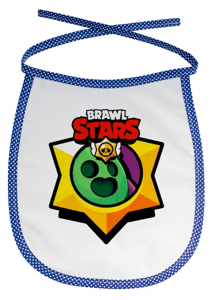 Brawl Stars Spike — Stain-resistant baby bib with tie, blue