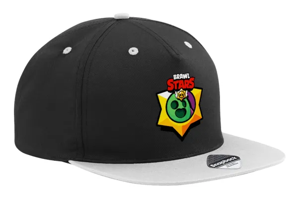 Brawl Stars Spike — Adult Flat Snapback Hat Black/Grey, (100% COTTON TWILL, ADULT, UNISEX, ONE SIZE)