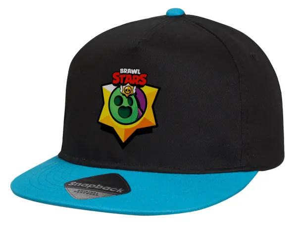 Brawl Stars Spike — Child's Flat Snapback Hat, Black/Blue (100% COTTON, CHILD, UNISEX, ONE SIZE)