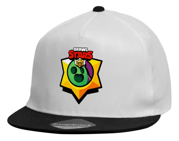 Brawl Stars Spike — Child's Flat Snapback Hat, White (100% COTTON, CHILDREN'S, UNISEX, ONE SIZE)