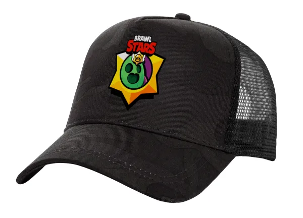 Brawl Stars Spike — Adult Structured Trucker Hat, with Mesh, Dark Army (100% COTTON, ADULT, UNISEX, ONE SIZE)