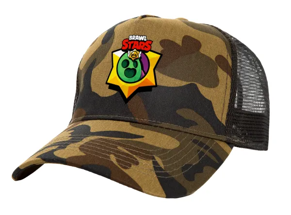 Brawl Stars Spike — Adult Structured Trucker Hat, with Mesh, (Camouflage) Army (100% COTTON, ADULT, UNISEX, ONE SIZE)