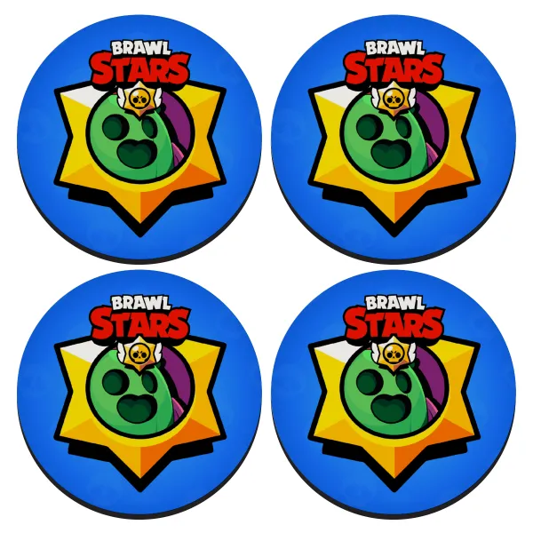Brawl Stars Spike — ΣΕΤ 4 Σουβέρ ξύλινα στρογγυλά (9cm)