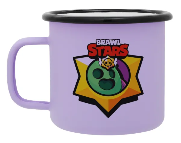 Brawl Stars Spike — Metal enamel mug, matte light pastel purple, 360ml