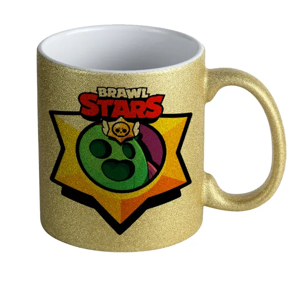 Brawl Stars Spike — Gold glitter mug that sparkles, ceramic, 330ml