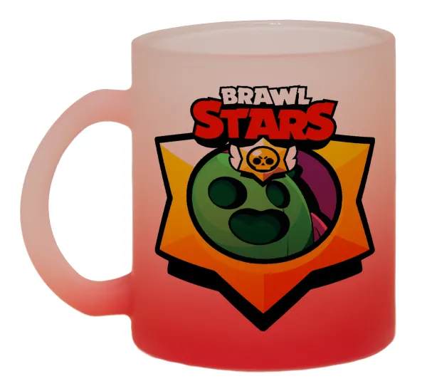 Brawl Stars Spike — Two-tone glass mug with matte red base, 330ml