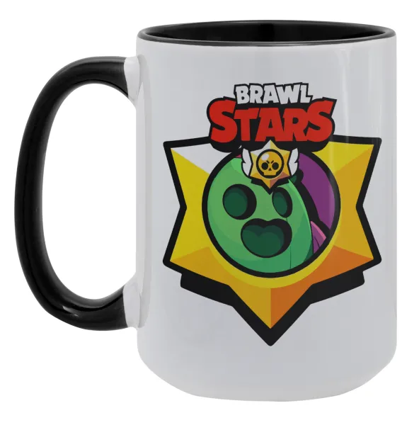 Brawl Stars Spike — Mega mug 15oz, black ceramic, 450ml