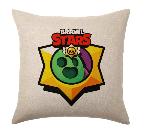 Brawl Stars Spike — Linen sofa cushion, 40x40cm, filling included
