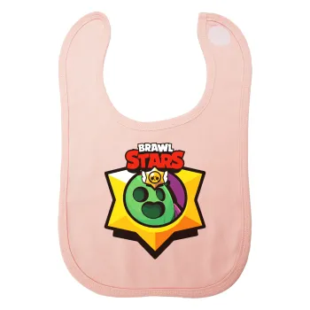 Brawl Stars Spike, Σαλιάρα με Σκρατς ΡΟΖ 100% Organic Cotton (0-18 months)