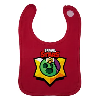 Brawl Stars Spike, Σαλιάρα με Σκρατς Κόκκινη 100% Organic Cotton (0-18 months)
