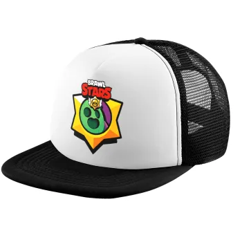 Brawl Stars Spike, Καπέλο παιδικό Soft Trucker με Δίχτυ ΜΑΥΡΟ/ΛΕΥΚΟ (POLYESTER, ΠΑΙΔΙΚΟ, ONE SIZE)