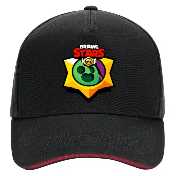 Brawl Stars Spike, DRILL Adult Ultimate Hat BLACK/RED, (100% COTTON, ADULT, UNISEX, ONE SIZE)