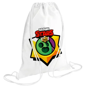 Brawl Stars Spike, Τσάντα πλάτης πουγκί GYMBAG λευκή (28x40cm)