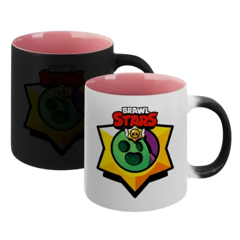 Brawl Stars Spike, Κούπα Μαγική εσωτερικό ΡΟΖ, κεραμική 330ml που αλλάζει χρώμα με το ζεστό ρόφημα