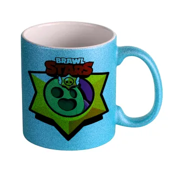 Brawl Stars Spike, Κούπα Σιέλ Glitter που γυαλίζει, κεραμική, 330ml