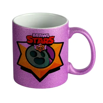 Brawl Stars Spike, Κούπα Μωβ Glitter που γυαλίζει, κεραμική, 330ml
