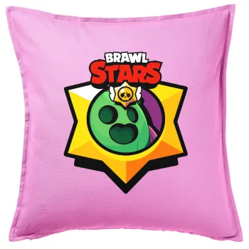 Brawl Stars Spike, Μαξιλάρι καναπέ ΡΟΖ 100% βαμβάκι, περιέχεται το γέμισμα (50x50cm)