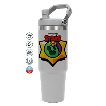 Brawl Stars Spike, ΓΚΡΙ χρώματος Θερμός Ανοξείδωτο 890ml (30oz) με χερούλι