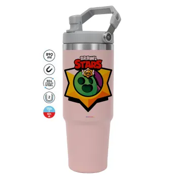 Brawl Stars Spike, ΡΟΖ χρώματος Θερμός Ανοξείδωτο 890ml (30oz) με χερούλι