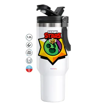 Brawl Stars Spike, Mega Tumbler με καπάκι, διπλού τοιχώματος (θερμό) 1,2L
