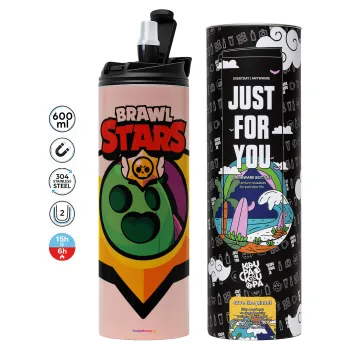 Brawl Stars Spike, Tumbler stainless steel PINK 600ml