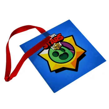 Brawl Stars Spike, Christmas ornament, glass square ornament 9x9cm