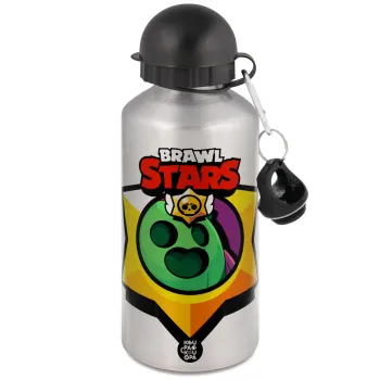 Brawl Stars Spike, Μεταλλικό παγούρι νερού, Ασημένιο, αλουμινίου 500ml