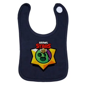 Brawl Stars Spike, Σαλιάρα με Σκρατς 100% Organic Cotton Μπλε (0-18 months)