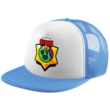 Brawl Stars Spike, Child's Soft Trucker Hat with Blue/White Mesh (POLYESTER, CHILD, ONE SIZE)