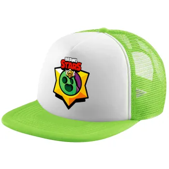 Brawl Stars Spike, Καπέλο παιδικό Soft Trucker με Δίχτυ ΠΡΑΣΙΝΟ/ΛΕΥΚΟ (POLYESTER, ΠΑΙΔΙΚΟ, ONE SIZE)