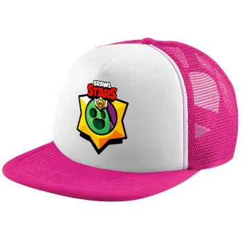 Brawl Stars Spike, Καπέλο παιδικό Soft Trucker με Δίχτυ ΡΟΖ/ΛΕΥΚΟ (POLYESTER, ΠΑΙΔΙΚΟ, ONE SIZE)