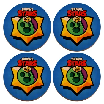 Brawl Stars Spike, ΣΕΤ x4 Σουβέρ ξύλινα στρογγυλά plywood (9cm)
