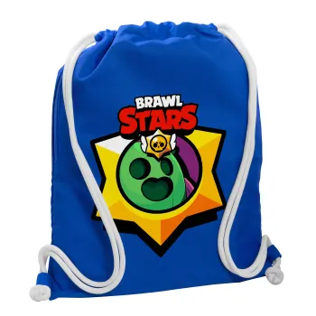 Brawl Stars Spike, Τσάντα πλάτης πουγκί GYMBAG Μπλε, με τσέπη (40x48cm) & χονδρά κορδόνια