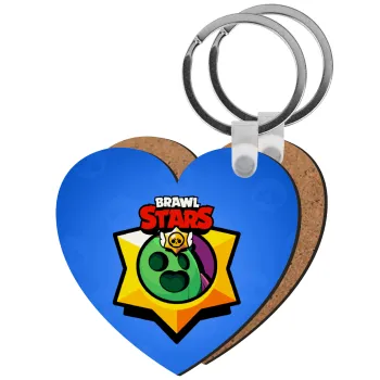 Brawl Stars Spike, Μπρελόκ Ξύλινο καρδιά MDF