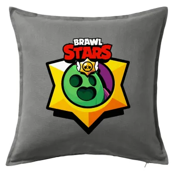 Brawl Stars Spike, Μαξιλάρι καναπέ Γκρι 100% βαμβάκι, περιέχεται το γέμισμα (50x50cm)