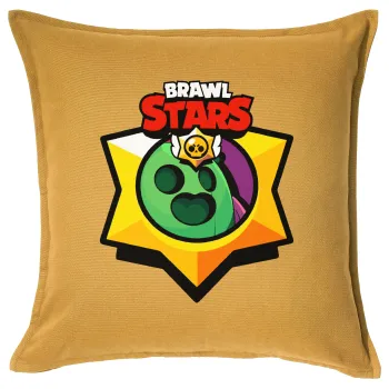 Brawl Stars Spike, Μαξιλάρι καναπέ Κίτρινο 100% βαμβάκι, περιέχεται το γέμισμα (50x50cm)