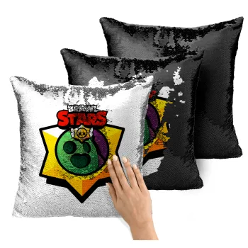 Brawl Stars Spike, Μαξιλάρι καναπέ Μαγικό Μαύρο με πούλιες 40x40cm περιέχεται το γέμισμα