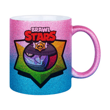 Brawl Stars Mortis, Κούπα Χρυσή/Μπλε Glitter, κεραμική, 330ml