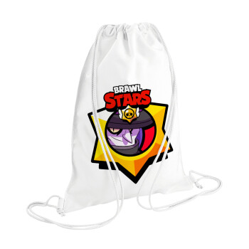 Brawl Stars Mortis, Τσάντα πλάτης πουγκί GYMBAG λευκή (28x40cm)