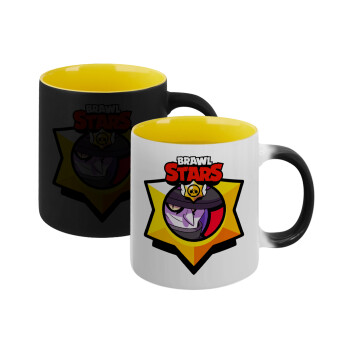 Brawl Stars Mortis, Κούπα Μαγική εσωτερικό κίτρινη, κεραμική 330ml που αλλάζει χρώμα με το ζεστό ρόφημα