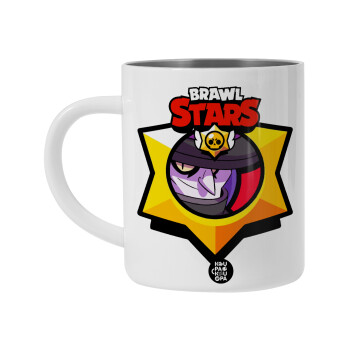 Brawl Stars Mortis, Λευκή Ανοξείδωτη Μεταλλική Κούπα 450ml - Διπλού Τοιχώματος 