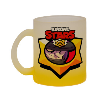 Brawl Stars Mortis, Κούπα γυάλινη δίχρωμη με βάση το κίτρινο ματ, 330ml