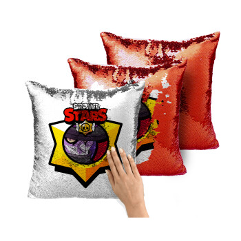 Brawl Stars Mortis, Μαξιλάρι καναπέ Μαγικό Κόκκινο με πούλιες 40x40cm περιέχεται το γέμισμα