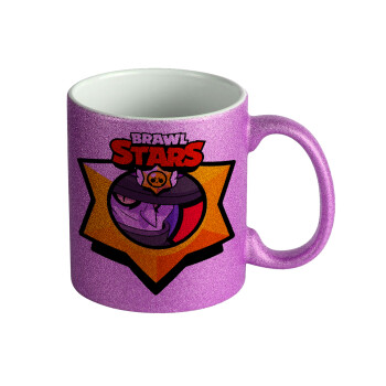 Brawl Stars Mortis, Κούπα Μωβ Glitter που γυαλίζει, κεραμική, 330ml