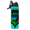 Metallic water bottle with safety lid, 850ml aluminum